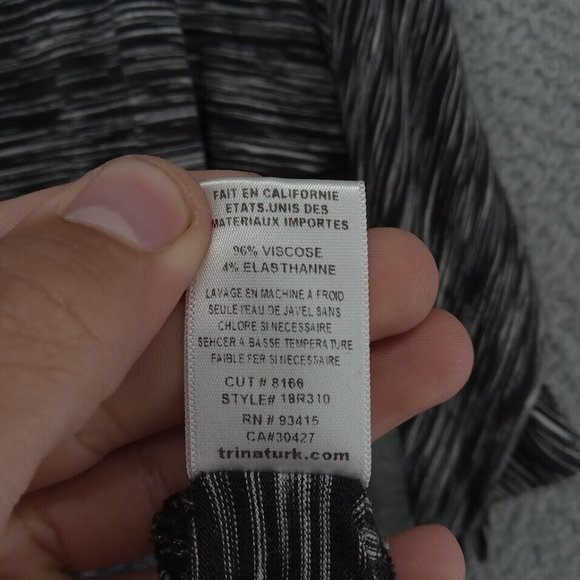 Trina Turk Dress Womens Medium Black & White Blouson Drop Shoulder 3/4 Sleeve - Picture 3 of 9